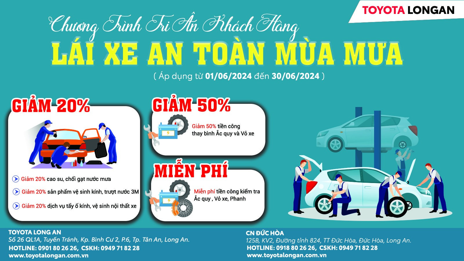 Toyota Long An triển khai chương trình khuyến mãi dịch vụ tháng 06.2024