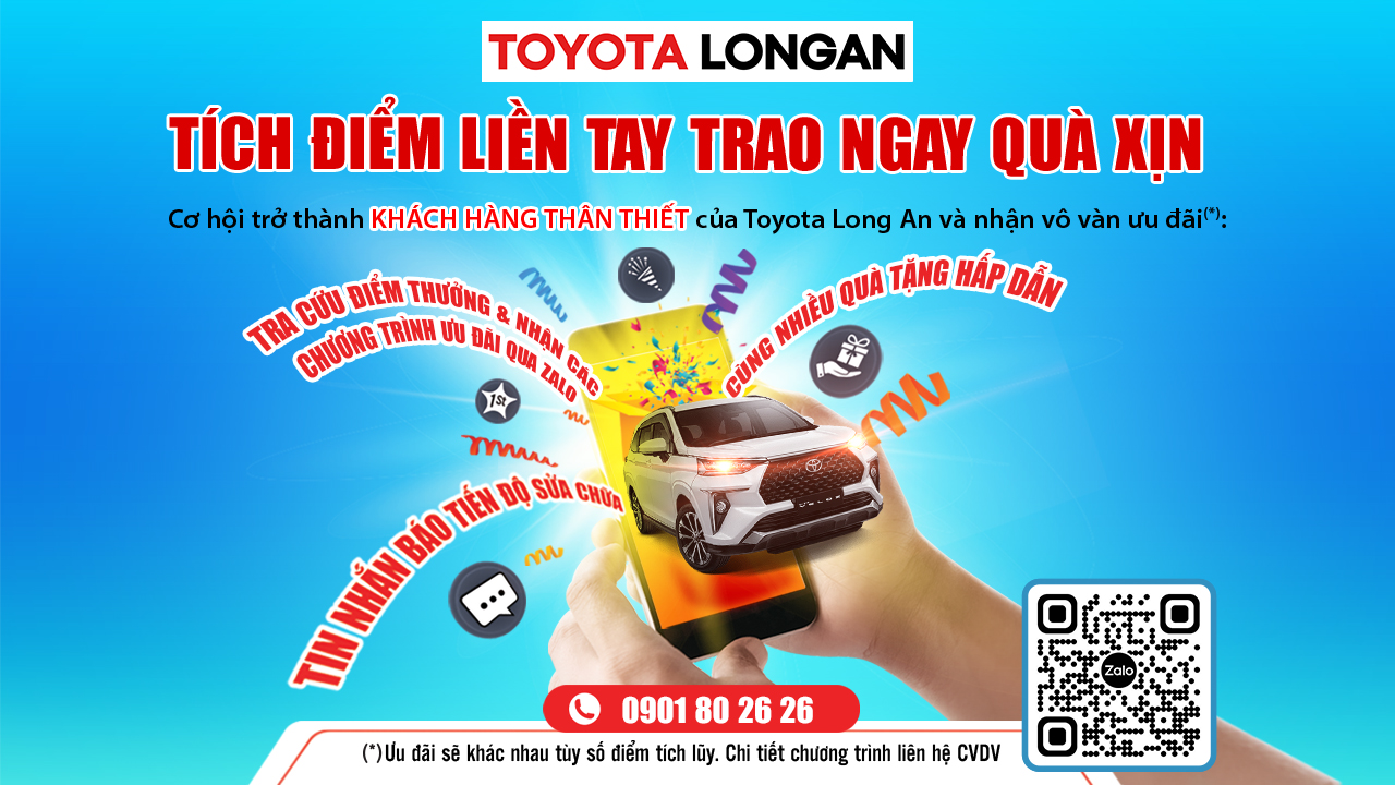 Toyota Long An triển khai chương trình tích điểm đổi quà dịch vụ